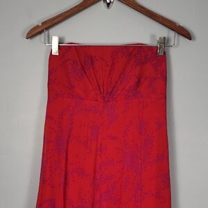 Monsoon Strapless Silk Red Shift Dress